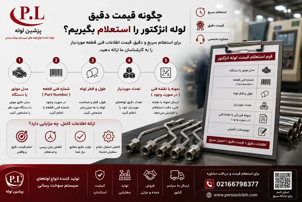 استعلام قیمت لوله انژکتور از تولیدکننده بر اساس مشخصات فنی و مدل موتور