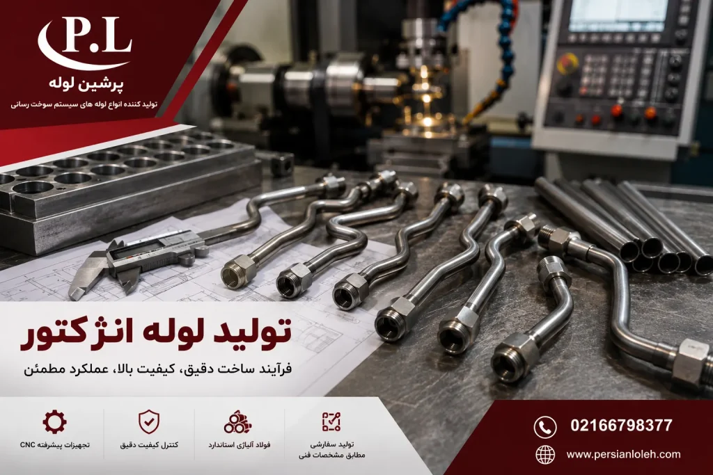 فرآیند تولید لوله انژکتور با تجهیزات CNC و لولههای فولادی استاندارد در کارخانه پرشین لوله